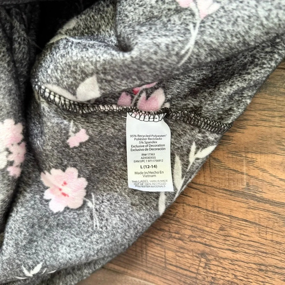 Aria Collections Floral Fleece Long Sleeve Black Buttoned Sleep Gown Womens L - Picture 6 of 6